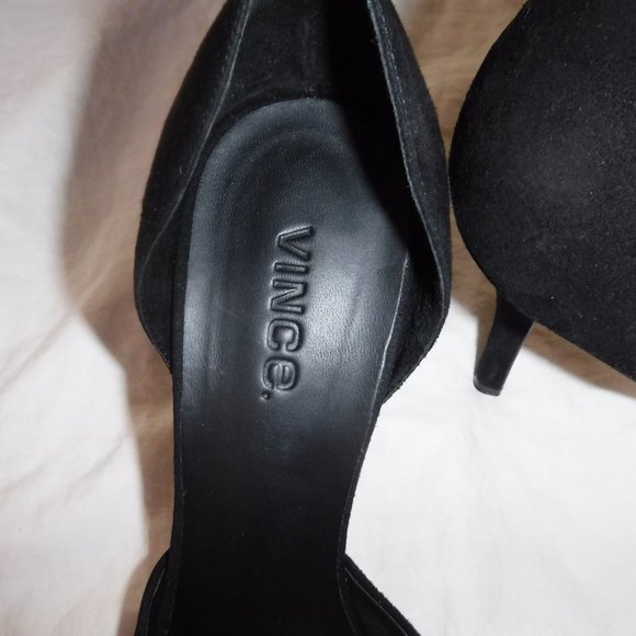 VINCE Celeste Black Suede Leather d'Orsay Pump Heels Size US 9 Euro 40 - Picture 3 of 10